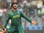 Heinrich Klaasen celebrates after scoring a century during the 2023 ICC Men's Cricket World Cup match between England and South Africa Heinrich Klaasen celebrates after scoring a century during the 2023 ICC Men's Cricket World Cup match between England and South Africa