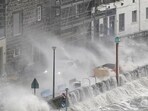 Gale-force winds whipped up storm surges on the southern shores of the Baltic Sea. Gale-force winds whipped up storm surges on the southern shores of the Baltic Sea.