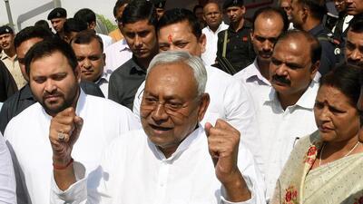 CM Nitish Kumar and his deputy Tejashwi Yadav in Patna on Saturday. (Santosh Kumar/HT) CM Nitish Kumar and his deputy Tejashwi Yadav in Patna on Saturday. (Santosh Kumar/HT)