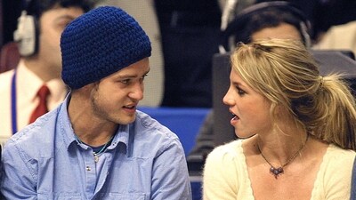 Britney Spears with then-boyfriend Justin Timberlake during an NBA match in 2002. Britney Spears with then-boyfriend Justin Timberlake during an NBA match in 2002.