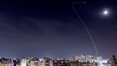 Israel-Hamas War: Israel's Iron Dome anti-missile system intercepts a rocket launched from the Gaza Strip, as seen from Ashkelon, in southern Israel. (Reuters)