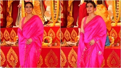 Kajol, with Yug, visits Durga Puja pandal to celebrate Saptami. (HT Photo/Varinder Chawla) Kajol, with Yug, visits Durga Puja pandal to celebrate Saptami. (HT Photo/Varinder Chawla)