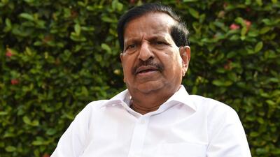 Navi Mumbai, India - April 29, 2019: BJP leader Ganesh Naik in Navi Mumbai, India, on Monday, April 29, 2019. (Photo by Bachchan Kumar/ HT PHOTO) (HT PHOTO)