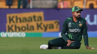 Pakistan captain Babar Azam reacts after dropping a catch (PTI) Pakistan captain Babar Azam reacts after dropping a catch (PTI)