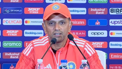 Rahul Dravid during the press conference ahead of India's match against NZ. (ICC)
