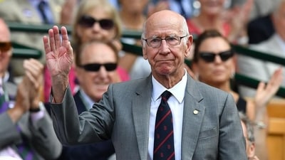 Former Manchester United and England football player Bobby Charlton during Wimbledon 2018 (AFP) Former Manchester United and England football player Bobby Charlton during Wimbledon 2018 (AFP)
