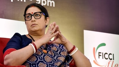 Union Minister of Minority Affairs Smriti Irani at the FLO ladies talk on 'Future Role Of Women In India' at a meeting at Taj Deccan in Hyderabad on Thursday. (ANI) Union Minister of Minority Affairs Smriti Irani at the FLO ladies talk on 'Future Role Of Women In India' at a meeting at Taj Deccan in Hyderabad on Thursday. (ANI)