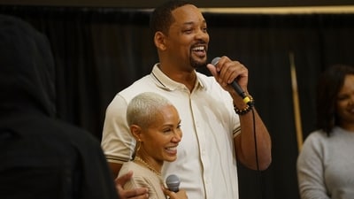 Will Smith joined Jada Pinkett Smith on stage as she promoted her new memoir. (AP) Will Smith joined Jada Pinkett Smith on stage as she promoted her new memoir. (AP)