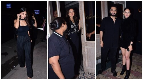 Suhana Khan, Gauri Khan, Jackky Bhagnani and Rakul Preet Singh at the party. (Varinder Chawla) Suhana Khan, Gauri Khan, Jackky Bhagnani and Rakul Preet Singh at the party. (Varinder Chawla)