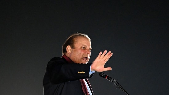 Pakistan's former Prime Minister Nawaz Sharif addresses his supporters. (AFP)