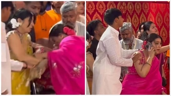 Kajol fell on stage at the Durga Puja pandal.