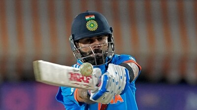 India's Virat Kohli plays a shot during the World Cup match between India and New Zealand in Dharamshala (AP) India's Virat Kohli plays a shot during the World Cup match between India and New Zealand in Dharamshala (AP)