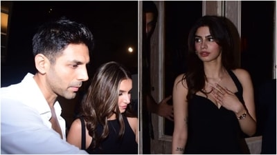 Kartik Aaryan, Tara Sutaria and Khushi Kapoor on a dinner date with their friends. (HT Photo/Varinder Chawla ) Kartik Aaryan, Tara Sutaria and Khushi Kapoor on a dinner date with their friends. (HT Photo/Varinder Chawla )