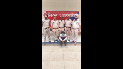The apprehended suspect, identified as Rocky, alias Rahul, of Anandpur, Pathankot, has been taken into custody by the police. (HT photo)