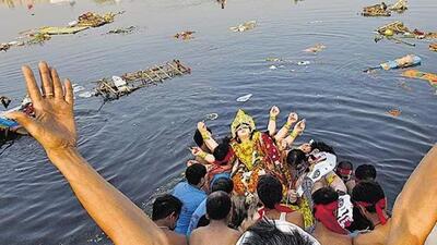 Traditionally, the idols of Godess Durga are immersed in the river on Bijaya Dashami after the nine days of Navaratra celebrations. (File Photo) Traditionally, the idols of Godess Durga are immersed in the river on Bijaya Dashami after the nine days of Navaratra celebrations. (File Photo)