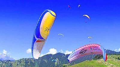 Verma’s paraglider crashed into a hill at Chhotu Nullah soon after taking off from Billing on Friday. His body was recovered on Saturday (HT File Photo) Verma’s paraglider crashed into a hill at Chhotu Nullah soon after taking off from Billing on Friday. His body was recovered on Saturday (HT File Photo)