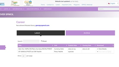 Currency Note Press (CNP) Nashik Recruitment 2023: Apply for 113 Jr technician, other posts cnpnashik.spmcil.com Currency Note Press (CNP) Nashik Recruitment 2023: Apply for 113 Jr technician, other posts cnpnashik.spmcil.com