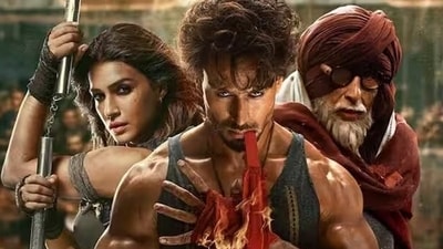Ganapath stars Tiger Shroff, Kriti Sanon and Amitabh Bachchan. Ganapath stars Tiger Shroff, Kriti Sanon and Amitabh Bachchan.