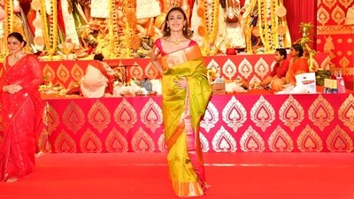 Actor Hrishitaa Bhatt was spotted in a lemon green saree at the Durga Puja pandal. She was last seen in Akshay Kumar-starrer Cuttputlli. Among her other famous films are Asoka, Haasil, Ab Tak Chhappan and Jigyaasa. She was also seen in the web series Lalbazaar. Actor Hrishitaa Bhatt was spotted in a lemon green saree at the Durga Puja pandal. She was last seen in Akshay Kumar-starrer Cuttputlli. Among her other famous films are Asoka, Haasil, Ab Tak Chhappan and Jigyaasa. She was also seen in the web series Lalbazaar.