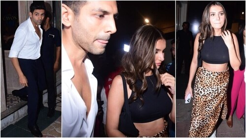 Kartik Aaryan and Tara Sutaria clicked outside a restaurant. (HT Photo/Varinder Chawla ) Kartik Aaryan and Tara Sutaria clicked outside a restaurant. (HT Photo/Varinder Chawla )
