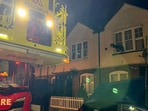 Dog rescued from window ledge by  London Fire Brigade.