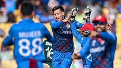 Meanwhile, Noor Ahmad was in hot form for Afghanistan and took three wickets. Naveen-ul-Haq scalped two dismissals. (AFP) Meanwhile, Noor Ahmad was in hot form for Afghanistan and took three wickets. Naveen-ul-Haq scalped two dismissals. (AFP)