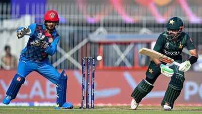 Initially, half-centuries from Babar Azam (74) and Abdullah Shafique (58) saw Pakistan post 282/7 in 50 overs. (AFP) Initially, half-centuries from Babar Azam (74) and Abdullah Shafique (58) saw Pakistan post 282/7 in 50 overs. (AFP)