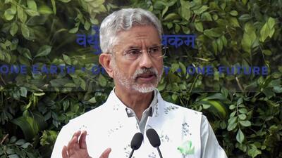 External affairs minister S Jaishankar addresses the G20 Tree Plantation ceremony at Nehru Park in New Delhi on Monday. (ANI)