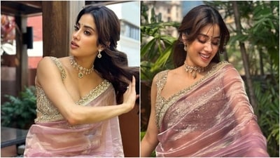 Janhvi Kapoor's Manish Malhotra tissue saree and minimal glam should inspire your Vijayadashami look. Janhvi Kapoor's Manish Malhotra tissue saree and minimal glam should inspire your Vijayadashami look.