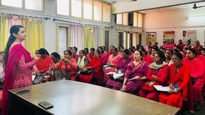 The Asha workers during the training session held at the community health centre, Sahnewal, in Ludhiana. (HT Photo) The Asha workers during the training session held at the community health centre, Sahnewal, in Ludhiana. (HT Photo)