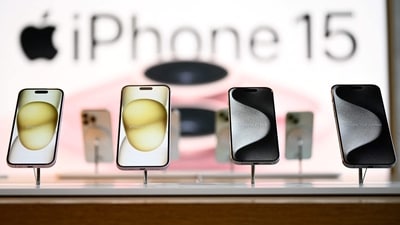 The Apple iPhone 15 series is displayed for sale at The Grove Apple retail store on release day in Los Angeles, California, (AFP) The Apple iPhone 15 series is displayed for sale at The Grove Apple retail store on release day in Los Angeles, California, (AFP)