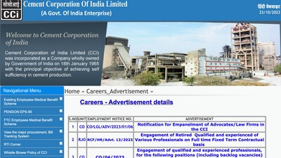 Cement Corporation of India, CCI Recruitment 2023: Apply for 32 Engineer, Officer, CA posts Cement Corporation of India, CCI Recruitment 2023: Apply for 32 Engineer, Officer, CA posts