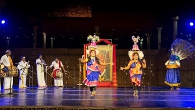 A beautiful dance performance on the second day of Navratri celebration at Isha Foundation A beautiful dance performance on the second day of Navratri celebration at Isha Foundation