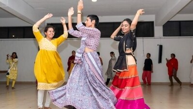 People dance to Garba moves at Navratri celebrations of Isha Foundation People dance to Garba moves at Navratri celebrations of Isha Foundation