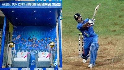 The ball landed near the seats J 282-286 in the fifth row of the pavilion. (X/@MumbaiCricAssoc) The ball landed near the seats J 282-286 in the fifth row of the pavilion. (X/@MumbaiCricAssoc)