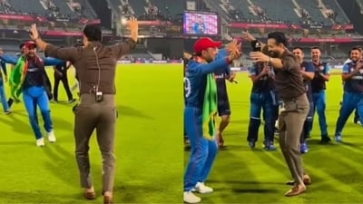 Irfan Pathan and Rashid Khan celebrate. Irfan Pathan and Rashid Khan celebrate.