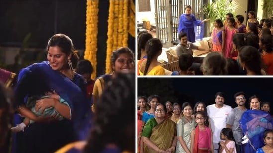 Upasana Konidela carried daughter Klin Kaara in her arms.