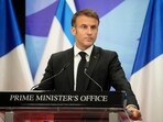 French President Emmanuel Macron during a press conference in Jerusalem on October 24. French President Emmanuel Macron during a press conference in Jerusalem on October 24.