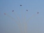 The Indian Air Force fighter jets fly past during an air show as a part of Dasara 2023, in Mysuru on Sunday. (PTI Photo)