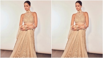 With Diwali just around the corner, Ananya's lehenga outfit is an ideal fashion inspiration for those who want to embrace the traditional dazzling ethnic look with a touch of modernity. Pick up a halter-neck blouse in a pastel shade and team it with an embroidered flared skirt and matching net duppata. Add glam make-up and Indian jewellery and you are ready to turn heads. (Instagram/@tanghavri) With Diwali just around the corner, Ananya's lehenga outfit is an ideal fashion inspiration for those who want to embrace the traditional dazzling ethnic look with a touch of modernity. Pick up a halter-neck blouse in a pastel shade and team it with an embroidered flared skirt and matching net duppata. Add glam make-up and Indian jewellery and you are ready to turn heads. (Instagram/@tanghavri)