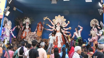 Idol of Goddess Durga at Digha Haat in Patna , Bihar, Sunday, 22, 2023. (Representational Image / Santosh Kumar / Hindustan Times)