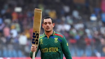 South Africa climbed to second position in the league table, with a dominant 149-run victory against Bangladesh in ODI 23 of the ongoing 2023 World Cup, in Mumbai on Tuesday. (ICC Twitter) South Africa climbed to second position in the league table, with a dominant 149-run victory against Bangladesh in ODI 23 of the ongoing 2023 World Cup, in Mumbai on Tuesday. (ICC Twitter)