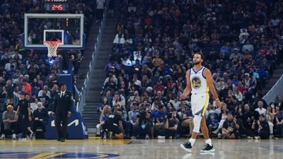 Stephen Curry looks on during the NBA preseason game between the San Antonio Spurs and Golden State Warriors. (AFP) Stephen Curry looks on during the NBA preseason game between the San Antonio Spurs and Golden State Warriors. (AFP)