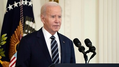 Israel-Hamas War: US President Joe Biden speaks in the East Room of the White House. (AP)
