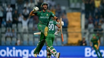 Chasing 383, Bangladesh were bowled out for 233 in 46.4 overs, despite a knock of 111 runs off 111 balls by Mahmudullah. (AFP) Chasing 383, Bangladesh were bowled out for 233 in 46.4 overs, despite a knock of 111 runs off 111 balls by Mahmudullah. (AFP)