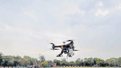 Greater Noida authority officials said drones will be used to carry out the GIS mapping survey. (Sunil Ghosh/HT Photo) Greater Noida authority officials said drones will be used to carry out the GIS mapping survey. (Sunil Ghosh/HT Photo)
