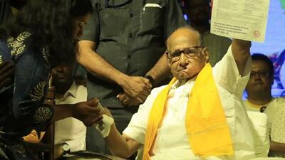 NCP chief Sharad Pawar during the Yuva Sangharsh Yatra in Pune on Tuesday. (Image on posted on X by Rohit Pawar) NCP chief Sharad Pawar during the Yuva Sangharsh Yatra in Pune on Tuesday. (Image on posted on X by Rohit Pawar)