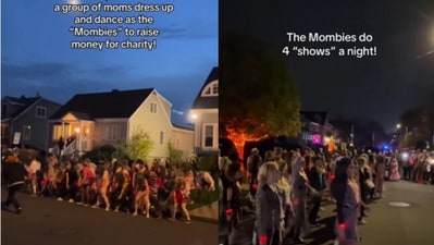 Group of 'zombies' dancing on the streets of Connecticut. (Instagram/@Good News Movement)