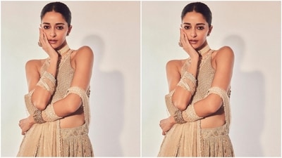 For accessories, Ananya opted for traditional Indian jewellery, styling her look with a layered pearl choker necklace, stud earrings, statement rings adorning her finger and a gold bracelet on her wrist. (Instagram/@tanghavri) For accessories, Ananya opted for traditional Indian jewellery, styling her look with a layered pearl choker necklace, stud earrings, statement rings adorning her finger and a gold bracelet on her wrist. (Instagram/@tanghavri)