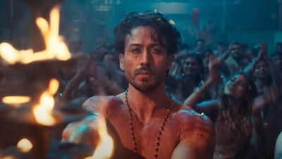 Tiger Shroff in a still from Ganapath. Tiger Shroff in a still from Ganapath.